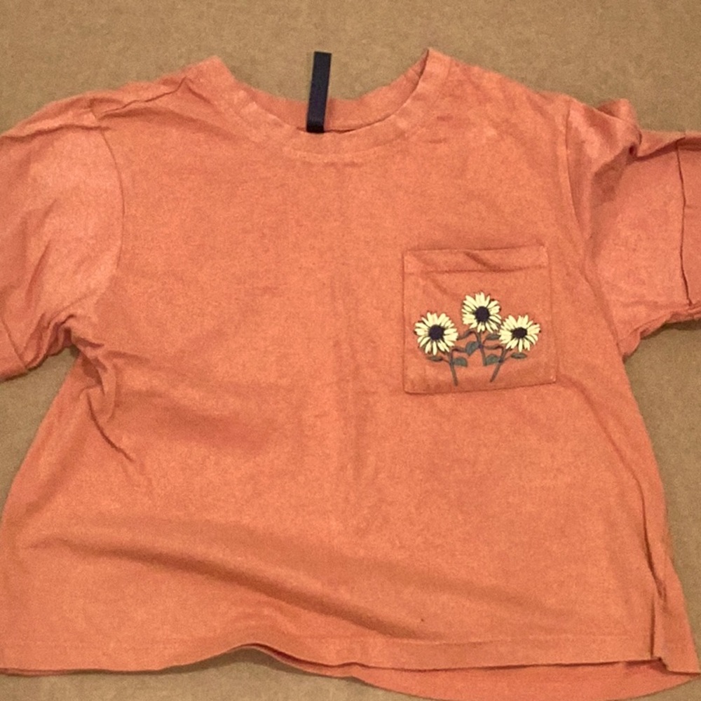 Orange flower cropped tshirt